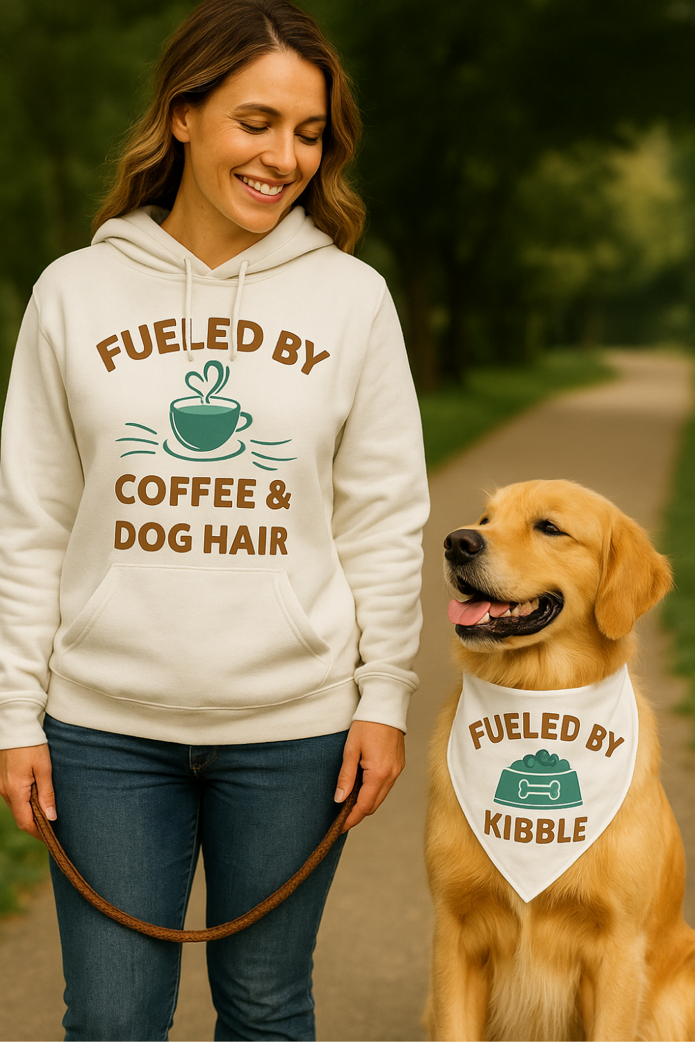 Coffee & Kibble Duo Set – Matching Hoodie + Dog Bandana for Dog Moms ☕🐾