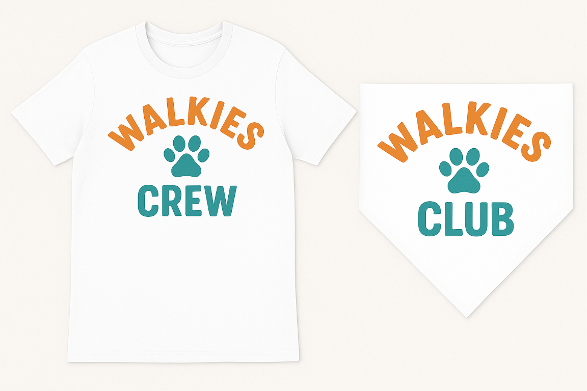 Walkies Duo Set – Matching Tee + Dog Bandana for Dog Moms 🐾