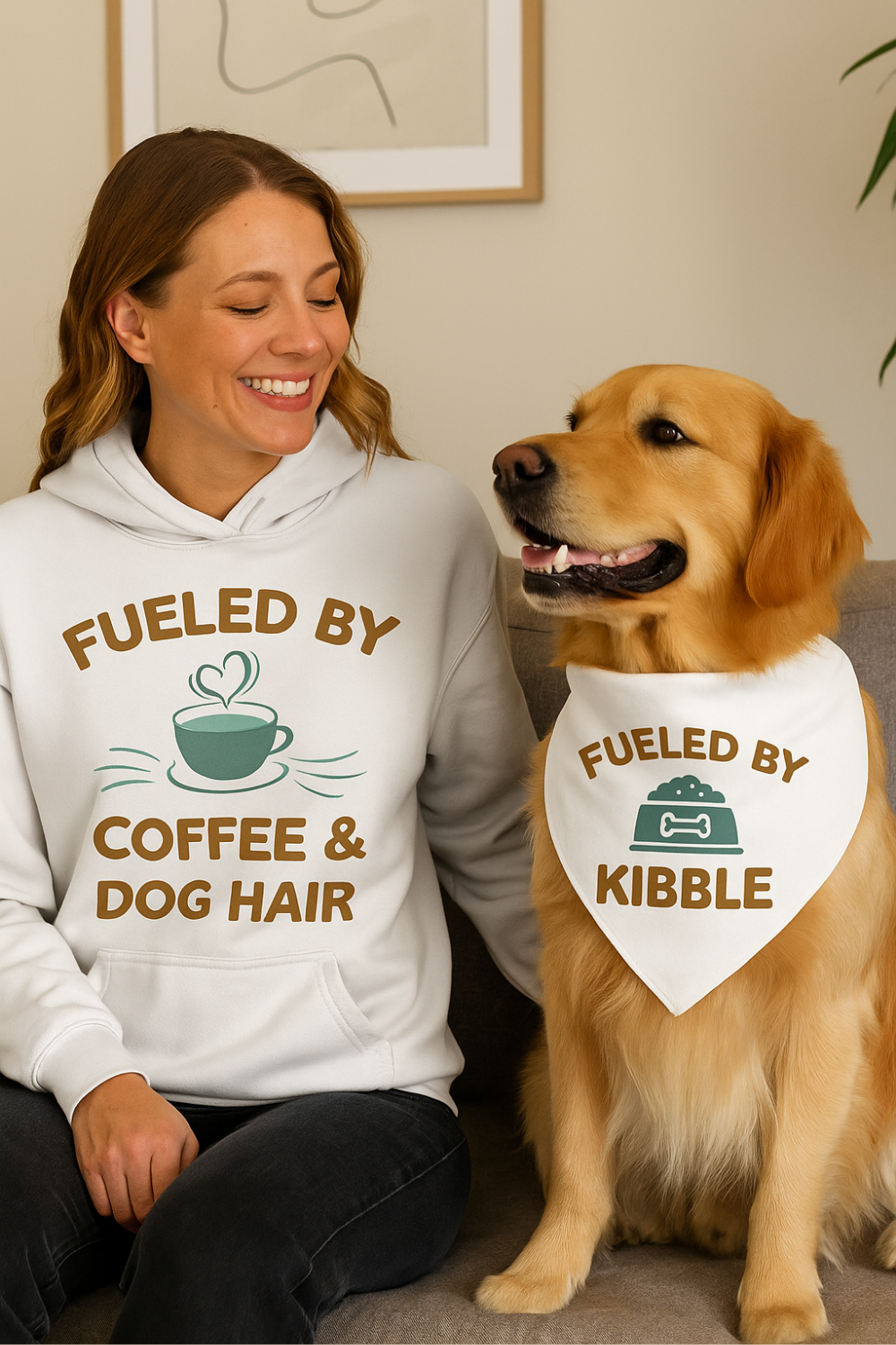 Coffee & Kibble Duo Set – Matching Hoodie + Dog Bandana for Dog Moms ☕🐾